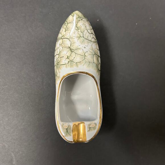 Vintage Made in Holland Small Personal Ashtray Green Gold - Picture 3 of 8